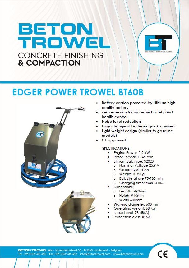 BT60B Battery Edger Trowel