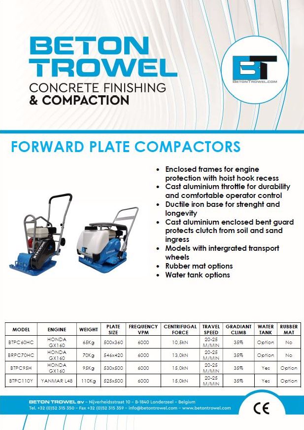Forward Plate Compactors BTPC60HC BTPC70HC BTPC95H BTPC110Y