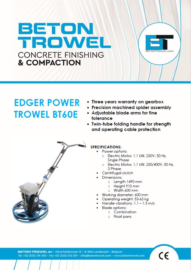 BT90E Edger Power Trowel Electric