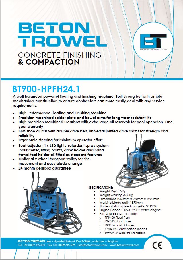 BT900-HPFH24.1 Ride On Power Trowel