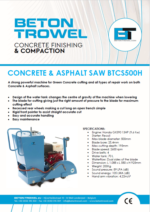 BTCS500H390C Concrete Floor Saw