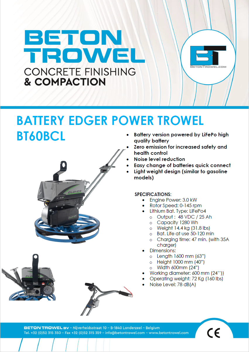 BT60BCL Edger Power Trowel Electric